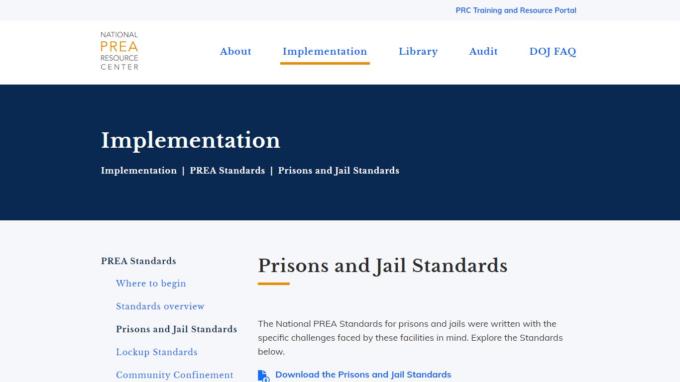 Prisons and Jail Standards | PREA
